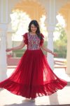 DESIGNER BLOOMING BEADS AND SEQUENCE MULTI THREADED EMBROIDERY WORK GOWN FESTIVE WEAR WHOLESALE PRICE ETHNIC GARMENT (3)
