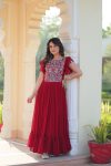 DESIGNER BLOOMING BEADS AND SEQUENCE MULTI THREADED EMBROIDERY WORK GOWN FESTIVE WEAR WHOLESALE PRICE ETHNIC GARMENT (3)