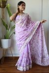 DESIGNER BUTTERFLY NET EMBROIDERY WITH STONE WORK SAREE WITH UNSTITCHED BLOUSE PARTY WEAR WHOLESALE PRICE ETHNIC GARMENT (37)