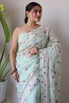 DESIGNER BUTTERFLY NET EMBROIDERY WITH STONE WORK SAREE WITH UNSTITCHED BLOUSE PARTY WEAR WHOLESALE PRICE ETHNIC GARMENT (39)