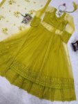 DESIGNER BUTTERFLY NET THREAD WITH SEQUENCE WORK KEDIYA STYLE TOP BLOUSE LEHENGA WITH DUPATTA PARTY WEAR WHOLESALE PRICE ETHNIC GARMENT (2)