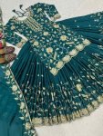DESIGNER CHINNON SILK SEQUENCE EMBROIDERY WORK TOP LEHENGA WITH DUPATTA WEDDING WEAR WHOLESALE PRICE ETHNIC GARMENT (3)