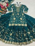 DESIGNER CHINNON SILK SEQUENCE EMBROIDERY WORK TOP LEHENGA WITH DUPATTA WEDDING WEAR WHOLESALE PRICE ETHNIC GARMENT (3)