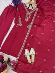 DESIGNER CHINON EMBROIDERY CODING DORI WORK TOP BOTTOM WITH DUPATTA FESTIVE WEAR WHOLESALE PRICE ETHNIC GARMENT (4)