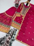 DESIGNER CHINON SILK CHAIN SEQUENCE WITH REAL MIRROR HAND WORK TOP SHARARA WITH DUPATTA WEDDING WEAR WHOLESALE PRICE ETHNIC GARMENT (57)