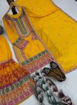 DESIGNER CHINON SILK CHAIN SEQUENCE WITH REAL MIRROR HAND WORK TOP SHARARA WITH DUPATTA WEDDING WEAR WHOLESALE PRICE ETHNIC GARMENT (54)