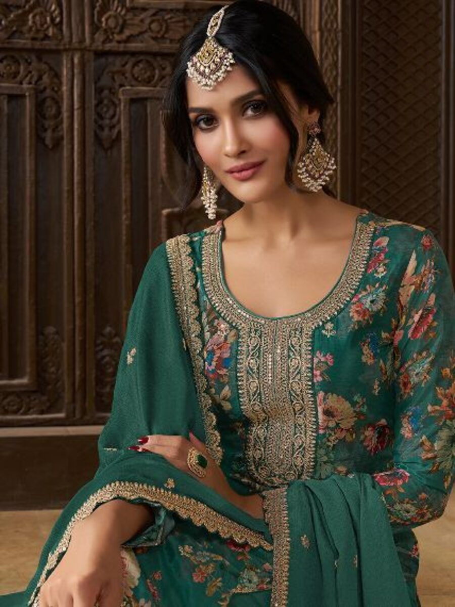 DESIGNER CHINON SILK DIGITAL PRINT WITH EMBROIDERY SEQUENCE CODING WORK TOP BOTTOM WITH DUPATTA FESTIVE WEAR WHOLESALE PRICE ETHNIC GARMENT (11)