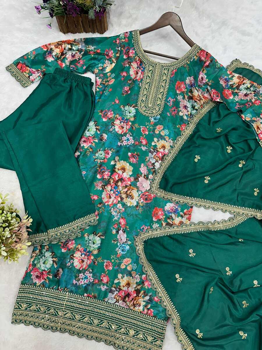 DESIGNER CHINON SILK DIGITAL PRINT WITH EMBROIDERY SEQUENCE CODING WORK TOP BOTTOM WITH DUPATTA FESTIVE WEAR WHOLESALE PRICE ETHNIC GARMENT (16)