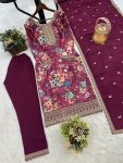 DESIGNER CHINON SILK DIGITAL PRINT WITH EMBROIDERY SEQUENCE CODING WORK TOP BOTTOM WITH DUPATTA FESTIVE WEAR WHOLESALE PRICE ETHNIC GARMENT (3)