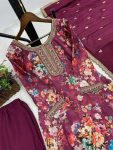 DESIGNER CHINON SILK DIGITAL PRINT WITH EMBROIDERY SEQUENCE CODING WORK TOP BOTTOM WITH DUPATTA FESTIVE WEAR WHOLESALE PRICE ETHNIC GARMENT (3)