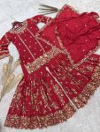 DESIGNER CHINON SILK EMBROIDERY AND SEQUENCE WORK TOP SHARARA WITH DUPATTA PARTY WEAR WHOLESALE PRICE ETHNIC GARMENT (5)