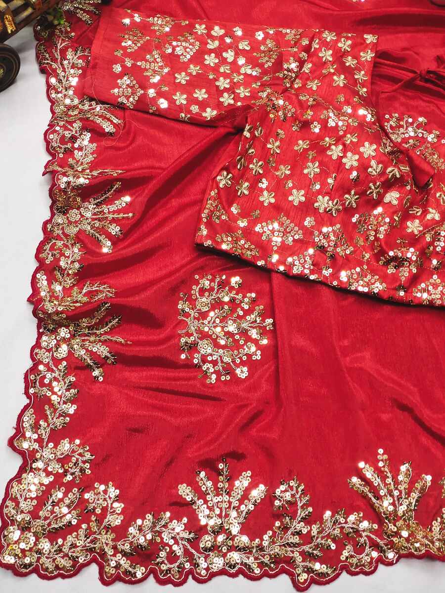 DESIGNER CHINON SILK EMBROIDERY CODING MULTI TREADS & SEQUENCE WORK FESTIVE WEAR WHOLESALE PRICE ETHNIC GARMENT (1)
