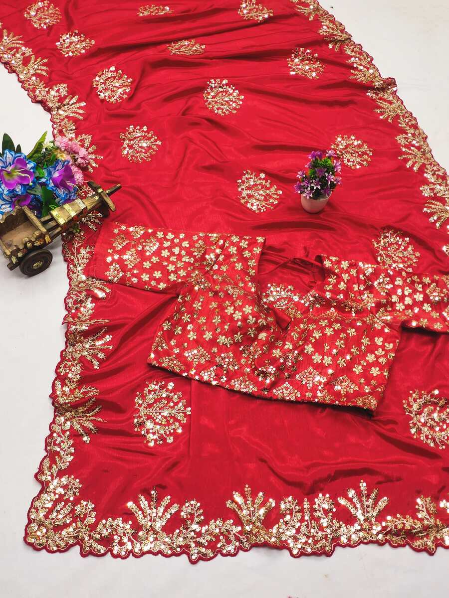 DESIGNER CHINON SILK EMBROIDERY CODING MULTI TREADS & SEQUENCE WORK FESTIVE WEAR WHOLESALE PRICE ETHNIC GARMENT (16)