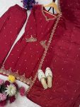 DESIGNER CHINON SILK EMBROIDERY SEQUENCE WORK TOP PALAZZO WITH DUPATTA WEDDING WEAR WHOLESALE PRICE ETHNIC GARMENT (5)