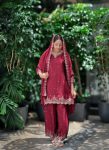 DESIGNER CHINON SILK EMBROIDERY SEQUENCE WORK TOP PALAZZO WITH DUPATTA WEDDING WEAR WHOLESALE PRICE ETHNIC GARMENT (5)