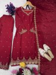 DESIGNER CHINON SILK EMBROIDERY SEQUENCE WORK TOP PALAZZO WITH DUPATTA WEDDING WEAR WHOLESALE PRICE ETHNIC GARMENT (5)