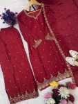DESIGNER CHINON SILK EMBROIDERY SEQUENCE WORK TOP PALAZZO WITH DUPATTA WEDDING WEAR WHOLESALE PRICE ETHNIC GARMENT (5)