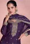 DESIGNER CHINON SILK EMBROIDERY THREAD SEQUENCE WORK TOP PALAZZO WITH DUPATTA WEDDING WEAR WHOLESALE PRICE ETHNIC GARMENT (5)