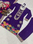 DESIGNER CHINON SILK SEQUENCE EMBROIDERY WORK TOP BOTTOM WITH DUPATTA PARTY WEAR WHOLESALE PRICE ETHNIC GARMENT (3)