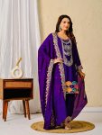 DESIGNER CHINON SILK SEQUENCE EMBROIDERY WORK TOP BOTTOM WITH DUPATTA PARTY WEAR WHOLESALE PRICE ETHNIC GARMENT (3)