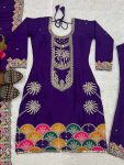 DESIGNER CHINON SILK SEQUENCE EMBROIDERY WORK TOP BOTTOM WITH DUPATTA PARTY WEAR WHOLESALE PRICE ETHNIC GARMENT (3)