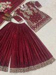 DESIGNER CHINON SILK SEQUENCE EMBROIDERY WORK TOP PALAZZO WITH DUPATTA FESTIVE WEAR WHOLESALE PRICE ETHNIC GARMENT (9)