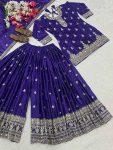 DESIGNER CHINON SILK SEQUENCE EMBROIDERY WORK TOP PALAZZO WITH DUPATTA PURPLE