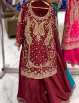 DESIGNER CHINON SILK SEQUENCE EMBROIDERY WORK TOP PALAZZO WITH DUPATTA FESTIVE WEAR WHOLESALE PRICE ETHNIC GARMENT (9)