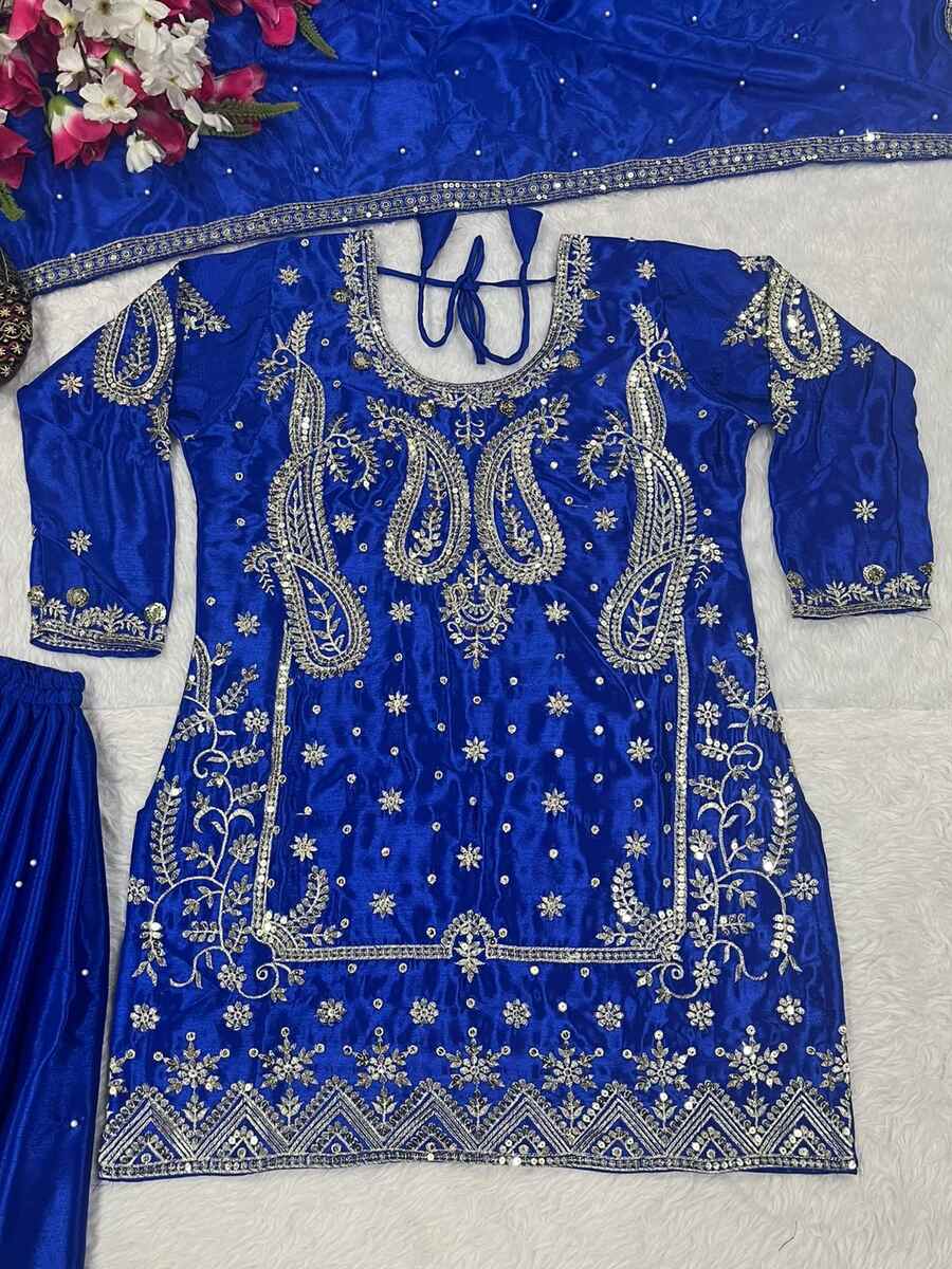 DESIGNER CHINON SILK SEQUENCE EMBROIDERY WORK TOP PALAZZO WITH DUPATTA FESTIVE WEAR WHOLESALE PRICE ETHNIC GARMENT (4)