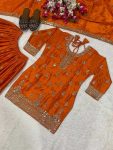 DESIGNER CHINON SILK SEQUENCE EMBROIDERY WORK TOP PALAZZO WITH DUPATTA FESTIVE WEAR WHOLESALE PRICE ETHNIC GARMENT (7)