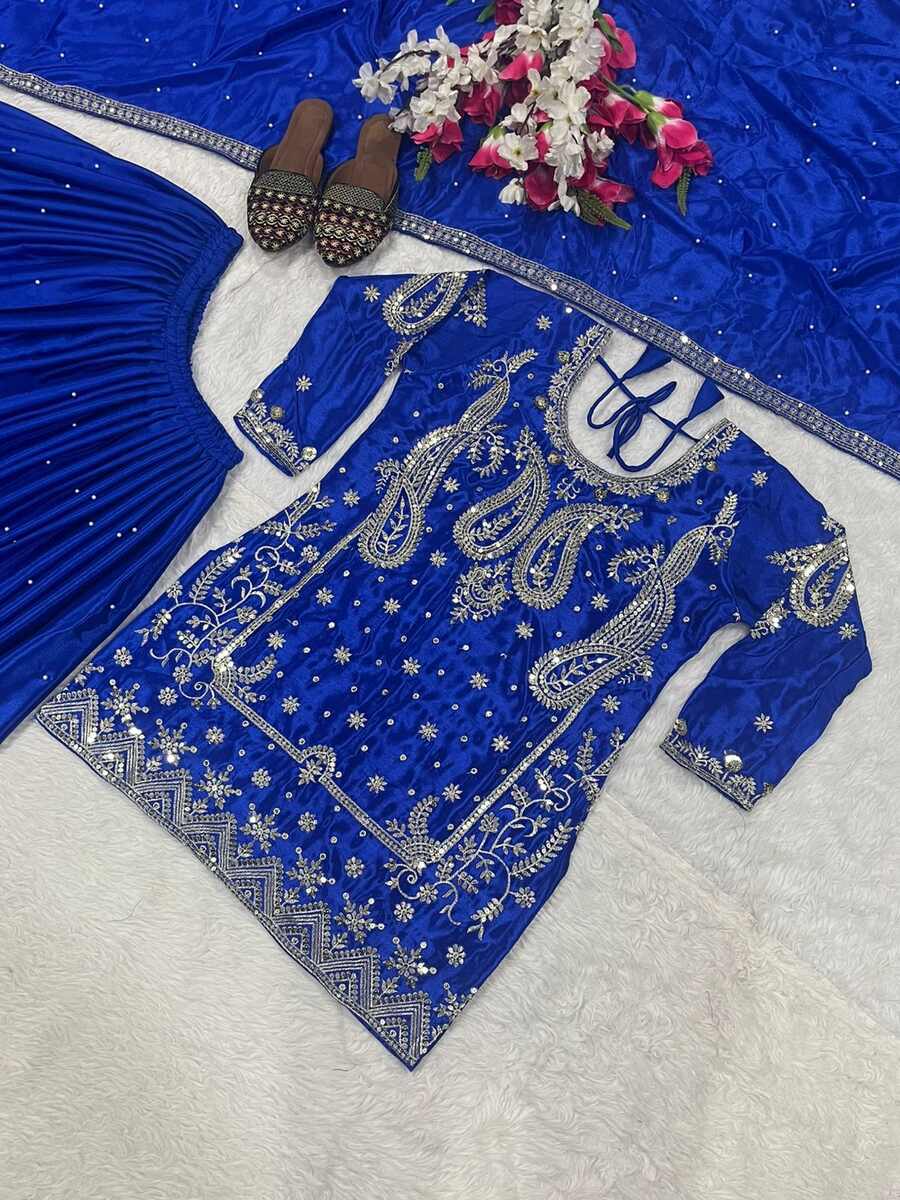 DESIGNER CHINON SILK SEQUENCE EMBROIDERY WORK TOP PALAZZO WITH DUPATTA FESTIVE WEAR WHOLESALE PRICE ETHNIC GARMENT (6)