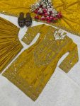 DESIGNER CHINON SILK SEQUENCE EMBROIDERY WORK TOP PALAZZO WITH DUPATTA WEDDING WEAR WHOLESALE PRICE ETHNIC GARMENT (2)