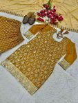 DESIGNER CHINON SILK SEQUENCE EMBROIDERY WORK TOP SHARARA WITH DUPATTA WEDDING WEAR WHOLESALE PRICE ETHNIC GARMENT (3)