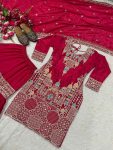 DESIGNER CHINON SILK SEQUENCE EMBROIDERY WORK TOP SHARARA WITH DUPATTA WEDDING WEAR WHOLESALE PRICE ETHNIC GARMENT (9)