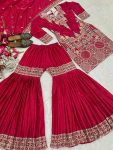 DESIGNER CHINON SILK SEQUENCE EMBROIDERY WORK TOP SHARARA WITH DUPATTA WEDDING WEAR WHOLESALE PRICE ETHNIC GARMENT (9)