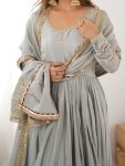 DESIGNER CHINON SILK THREAD WITH SEQUENCE WORK GOWN BOTTOM WITH DUPATTA PARTY WEAR WHOLESALE PRICE ETHNIC GARMENT (9)