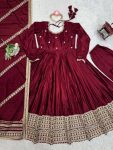 DESIGNER CHINON SILK THREAD WITH SEQUENCE WORK GOWN BOTTOM WITH DUPATTA PARTY WEAR WHOLESALE PRICE ETHNIC GARMENT (3)