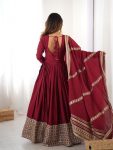 DESIGNER CHINON SILK THREAD WITH SEQUENCE WORK GOWN BOTTOM WITH DUPATTA PARTY WEAR WHOLESALE PRICE ETHNIC GARMENT (3)