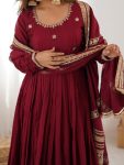 DESIGNER CHINON SILK THREAD WITH SEQUENCE WORK GOWN BOTTOM WITH DUPATTA PARTY WEAR WHOLESALE PRICE ETHNIC GARMENT (3)