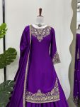 DESIGNER CHINON SILK THREAD WITH SEQUENCE WORK TOP LEHENGA WITH DUPATTA PARTY WEAR WHOLESALE PRICE ETHNIC GARMENT (14)