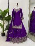 DESIGNER CHINON SILK THREAD WITH SEQUENCE WORK TOP LEHENGA WITH DUPATTA PARTY WEAR WHOLESALE PRICE ETHNIC GARMENT (14)