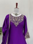 DESIGNER CHINON SILK THREAD WITH SEQUENCE WORK TOP LEHENGA WITH DUPATTA PARTY WEAR WHOLESALE PRICE ETHNIC GARMENT (14)