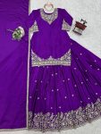 DESIGNER CHINON SILK THREAD WITH SEQUENCE WORK TOP LEHENGA WITH DUPATTA PARTY WEAR WHOLESALE PRICE ETHNIC GARMENT (14)