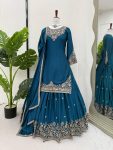 DESIGNER CHINON SILK THREAD WITH SEQUENCE WORK TOP LEHENGA WITH DUPATTA RAMA