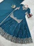 DESIGNER CHINON SILK THREAD WITH SEQUENCE WORK TOP LEHENGA WITH DUPATTA PARTY WEAR WHOLESALE PRICE ETHNIC GARMENT (4)