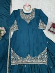 DESIGNER CHINON SILK THREAD WITH SEQUENCE WORK TOP LEHENGA WITH DUPATTA PARTY WEAR WHOLESALE PRICE ETHNIC GARMENT (4)