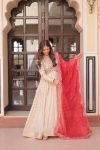 DESIGNER COSMOS JACQUARD PEARL BEADS EMBROIDERED WORK GOWN WITH DUPATTA PARTY WEAR WHOLESALE PRICE ETHNIC GARMENT (16)