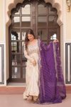 DESIGNER COSMOS JACQUARD PEARL BEADS EMBROIDERED WORK GOWN WITH DUPATTA PARTY WEAR WHOLESALE PRICE ETHNIC GARMENT (9)