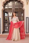 DESIGNER COSMOS JACQUARD PEARL BEADS EMBROIDERED WORK GOWN WITH DUPATTA PARTY WEAR WHOLESALE PRICE ETHNIC GARMENT (16)