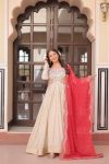 DESIGNER COSMOS JACQUARD PEARL BEADS EMBROIDERED WORK GOWN WITH DUPATTA PARTY WEAR WHOLESALE PRICE ETHNIC GARMENT (16)